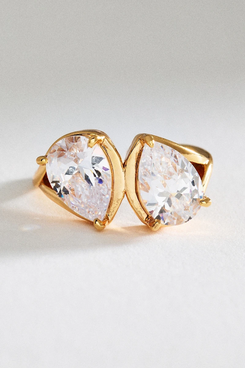Double Pear-Cut Crystal Ring