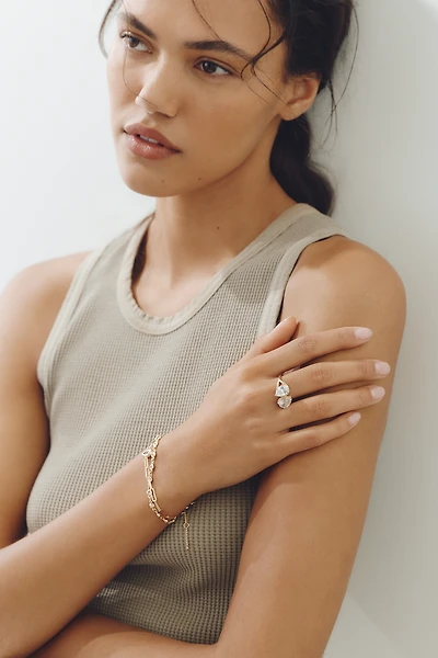 Double Pear-Cut Crystal Ring