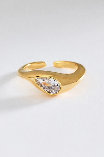 Organic Pear-Cut Crystal Ring