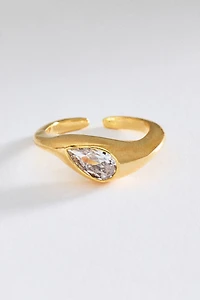 Organic Pear-Cut Crystal Ring