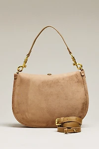 By Anthropologie Faux Suede Buckle Shoulder Bag