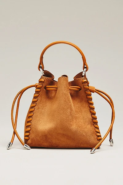By Anthropologie Faux-Suede Whipstitch Satchel