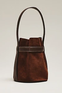 By Anthropologie Faux Suede Buckle Bucket Bag
