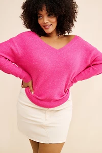 Eloquii V-Neck Sequin Sweater