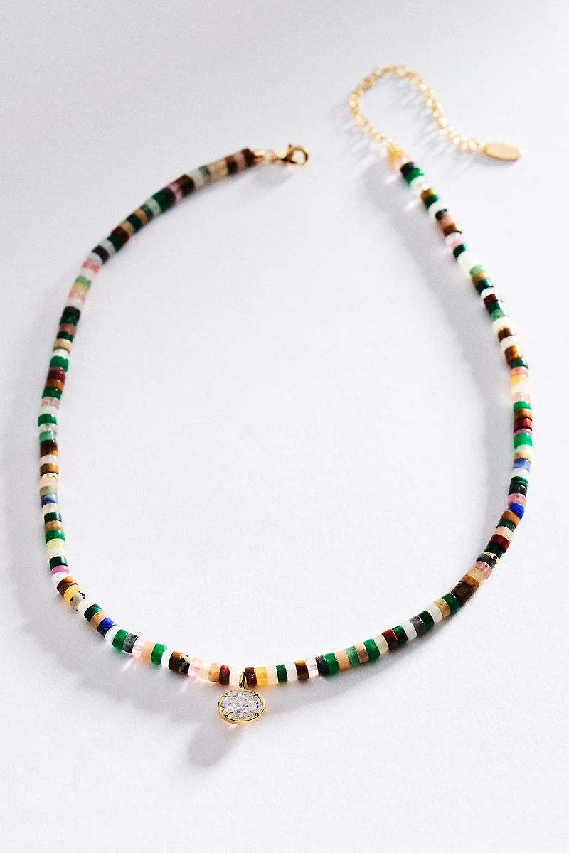 Beaded Shell Pendant Necklace