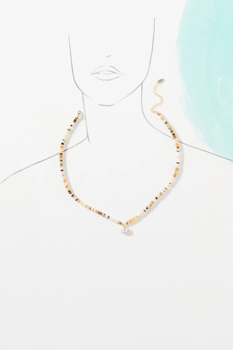 Beaded Shell Pendant Necklace