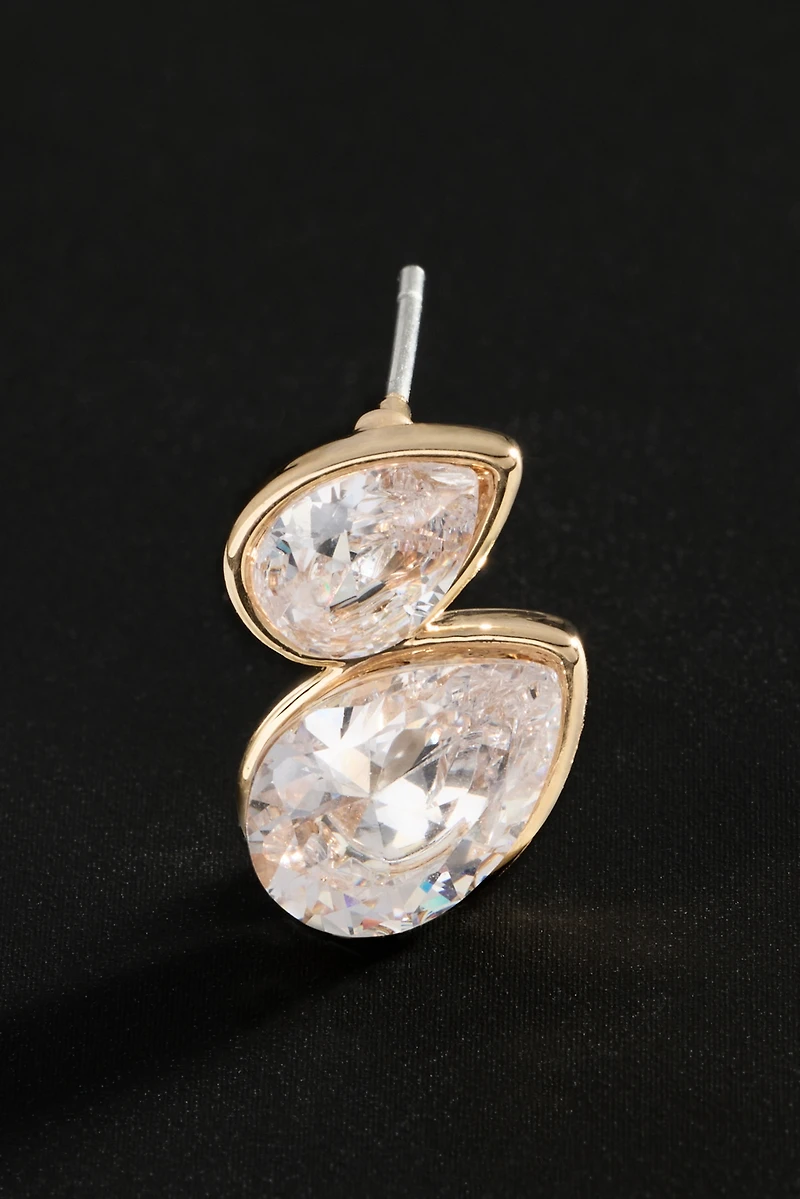 By Anthropologie Demi-Fine Crystal Pear Duet Earrings