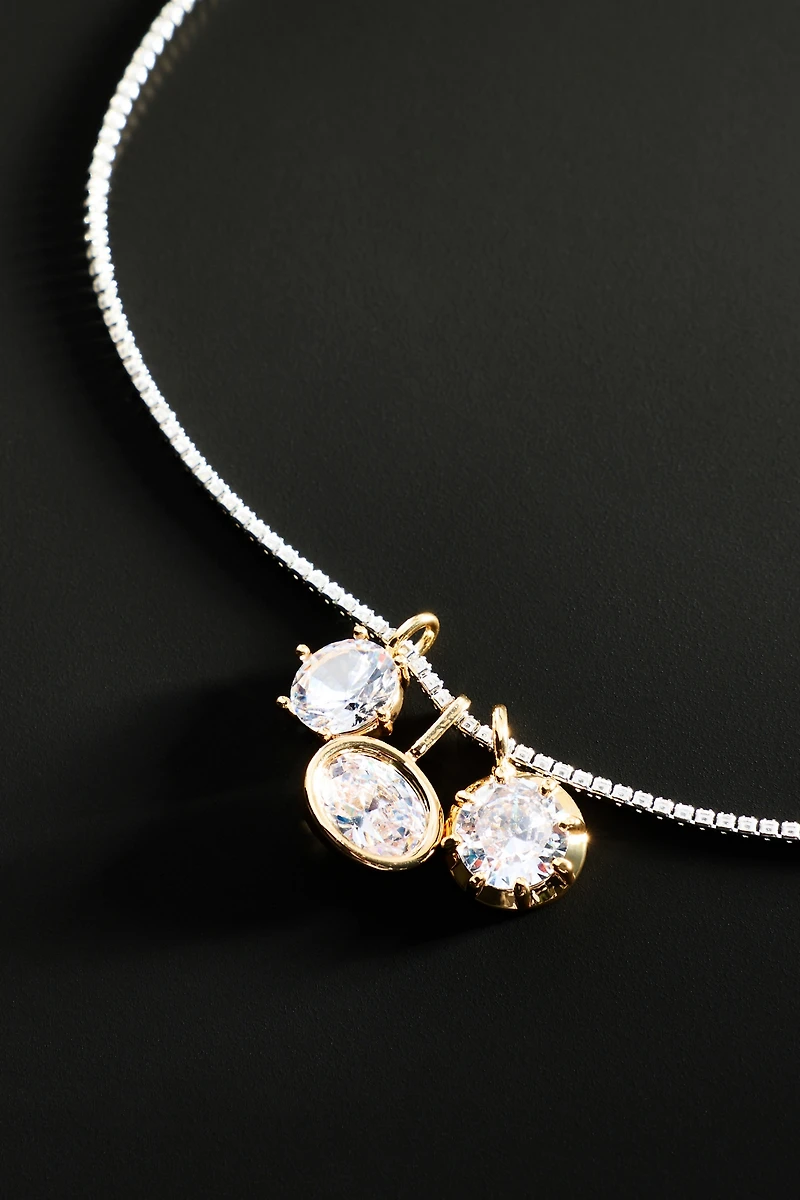 By Anthropologie Demi-Fine Tri-Crystal Necklace