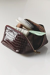 By Anthropologie Top Handle Croc Cosmetic Bag