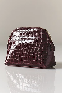 By Anthropologie Half Moon Croc Cosmetic Bag