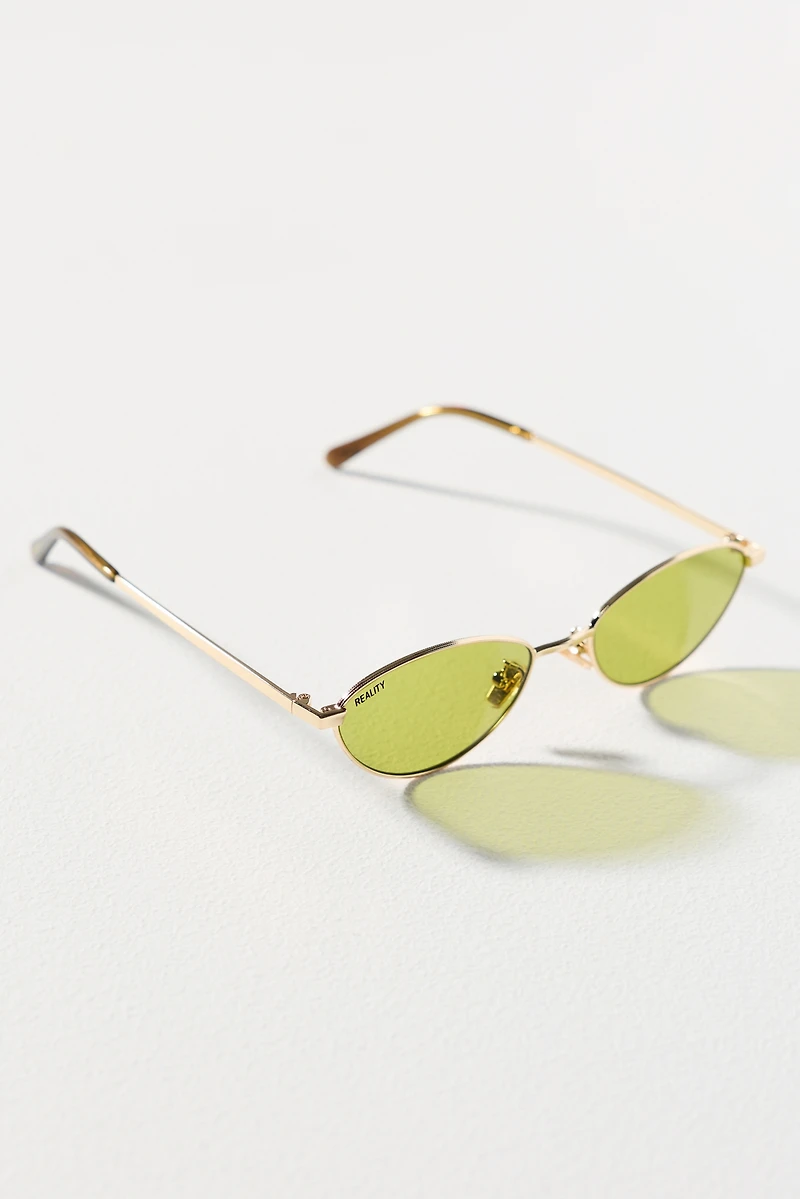 Reality Eyewear Small Winged Oval Metal Sunglasses