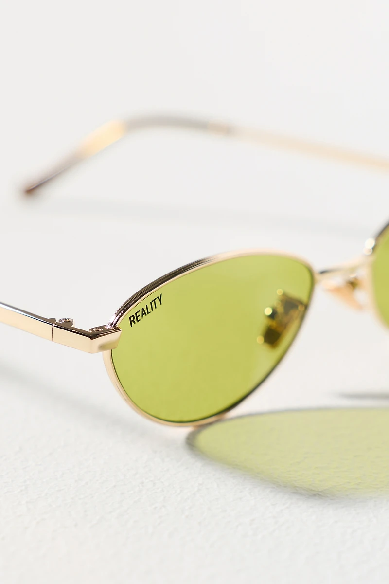 Reality Eyewear Small Winged Oval Metal Sunglasses
