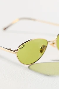 Reality Eyewear Small Winged Oval Metal Sunglasses