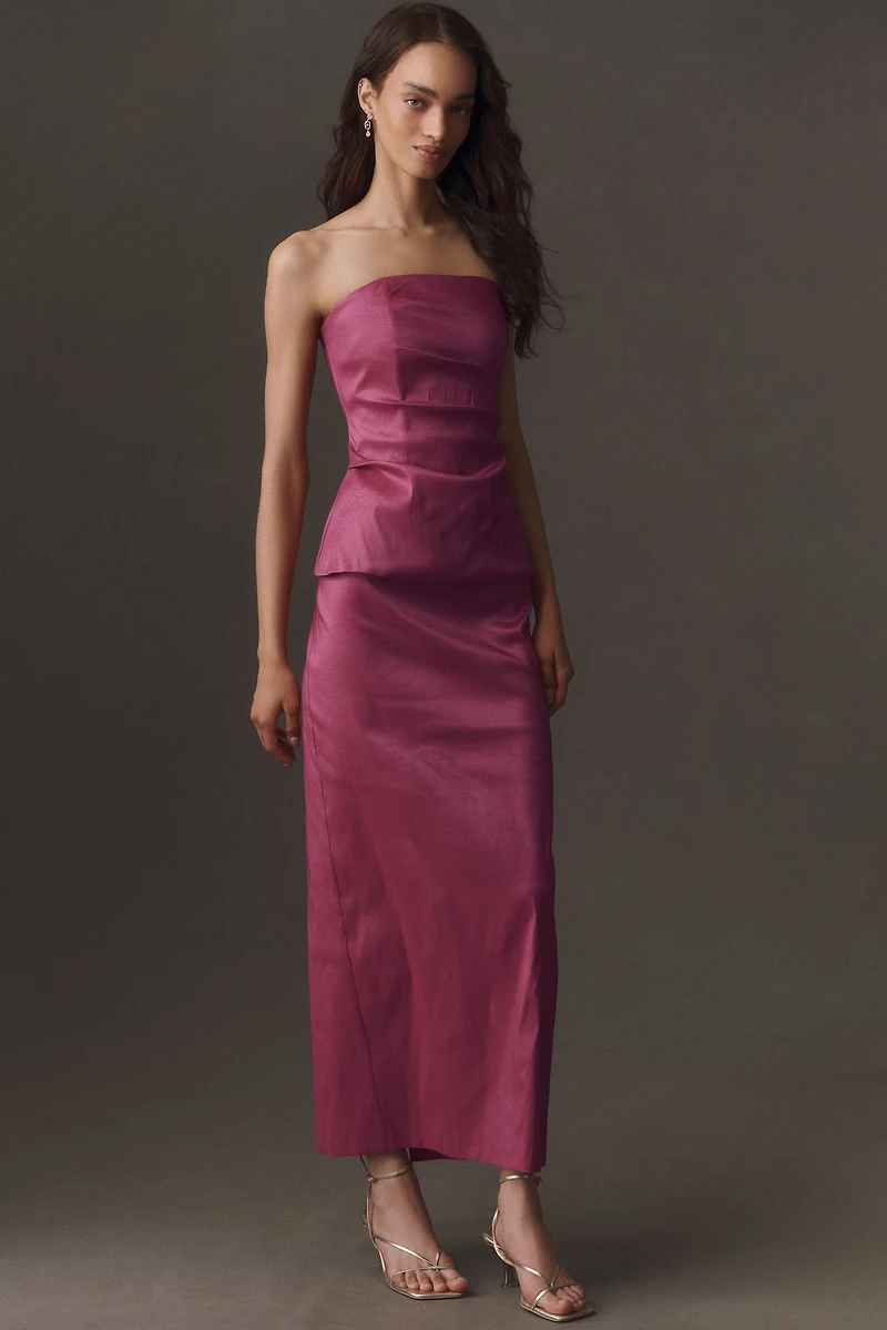 Hutch Peplum Taffeta Column Dress