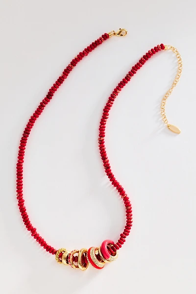 Linked Ring Beaded Necklace