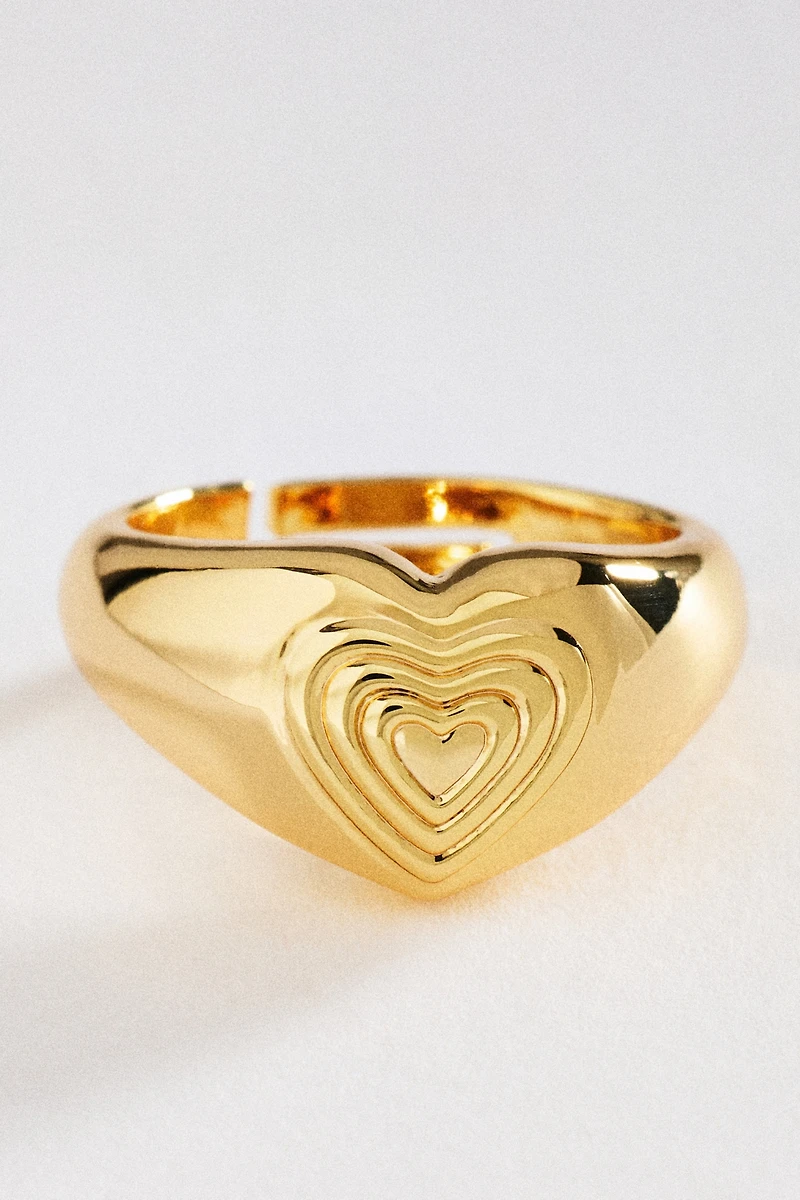 By Anthropologie Bezel Heart Cocktail Ring