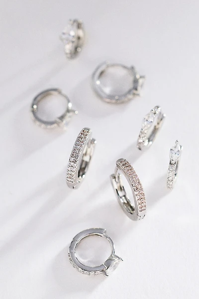 Crystal Huggie Hoop Earrings, Set of 4