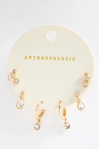 Crystal Post and Hoop Earrings, Set of 3