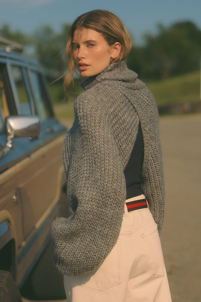 By Anthropologie Cable-Knit Draped Shrug