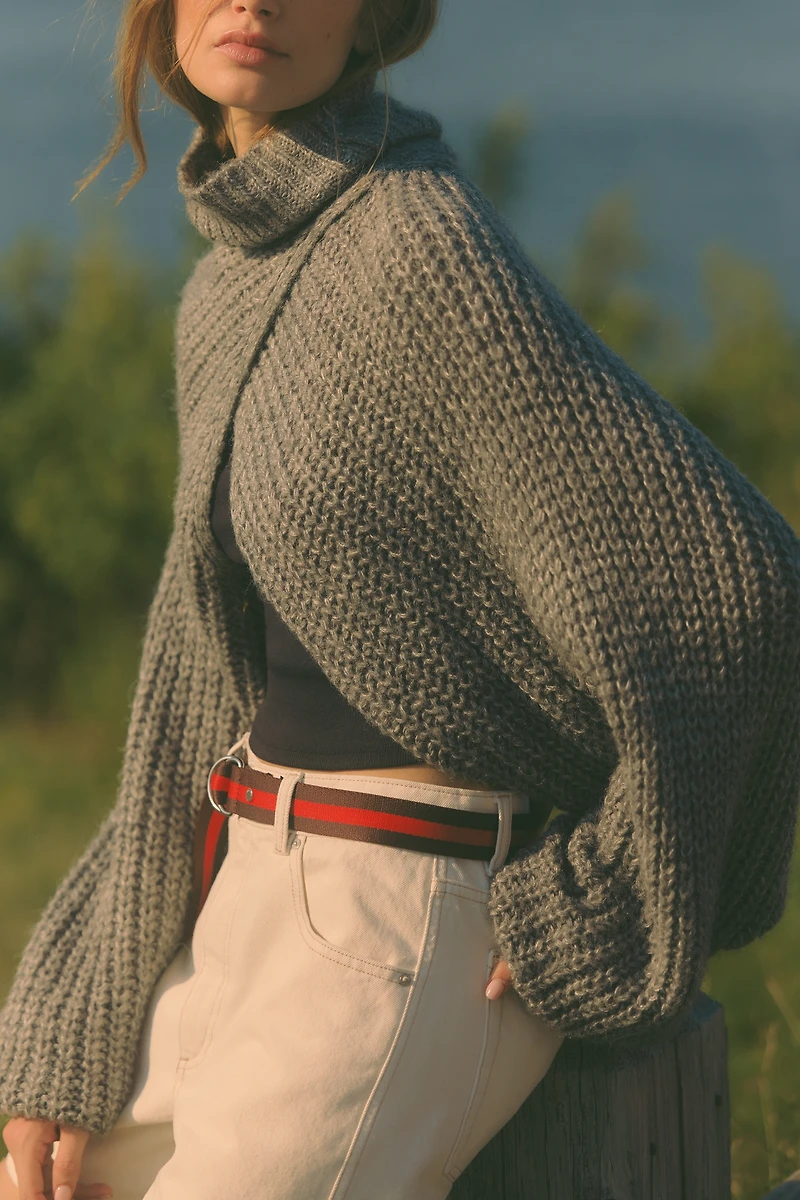 By Anthropologie Cable-Knit Draped Shrug