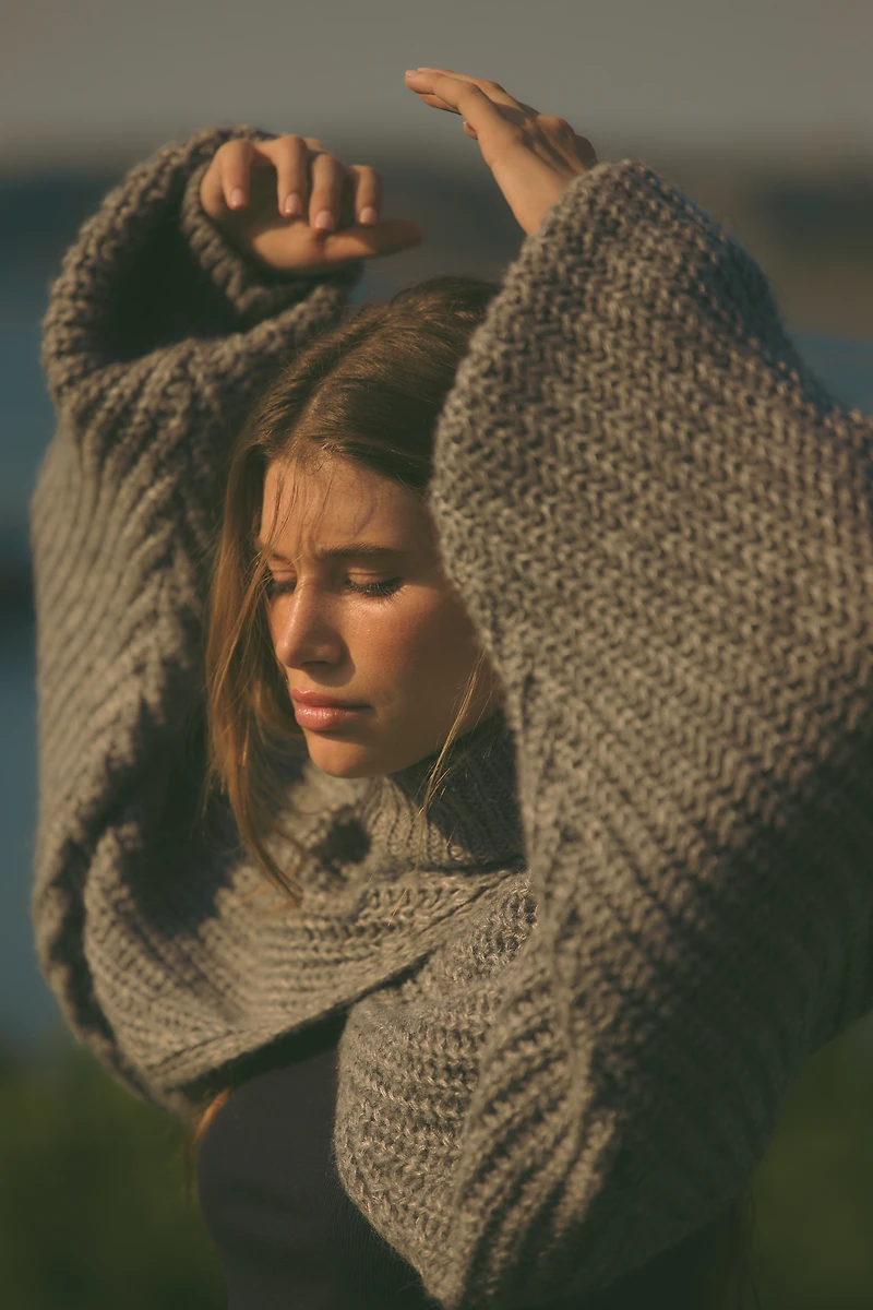 By Anthropologie Cable-Knit Draped Shrug