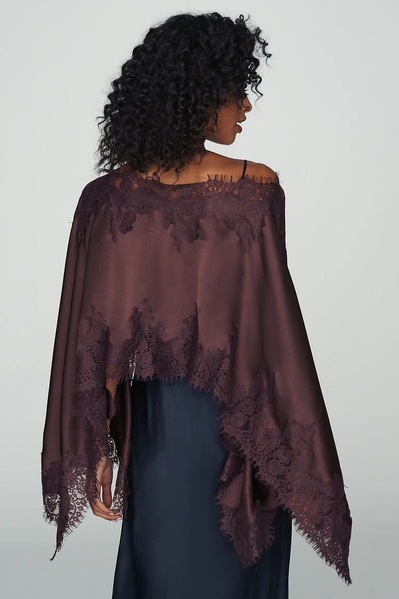 By Anthropologie Satin Lace Poncho