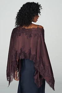 By Anthropologie Satin Lace Poncho
