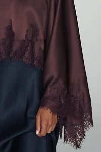 By Anthropologie Satin Lace Poncho
