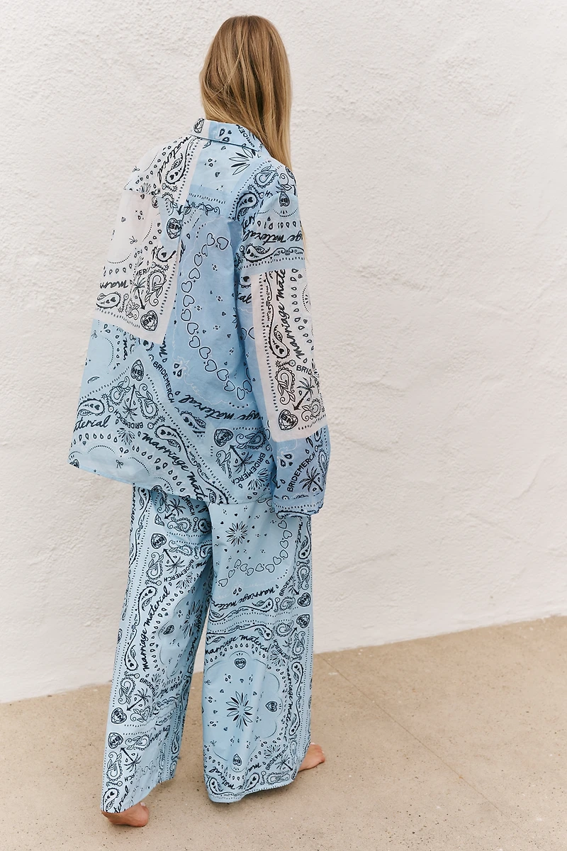 BRIDEMERCH Bandana Cotton Wide-Leg Beach Pants