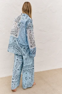 BRIDEMERCH Bandana Cotton Wide-Leg Beach Pants
