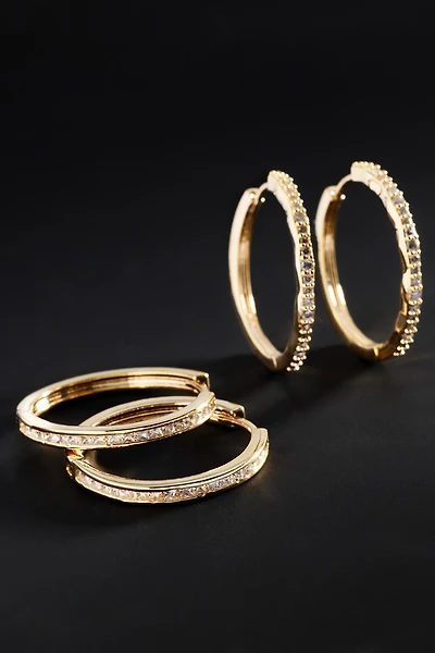 By Anthropologie Demi-Fine Crystal Tennis Hoop Earrings