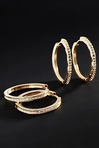 By Anthropologie Demi-Fine Crystal Tennis Hoop Earrings