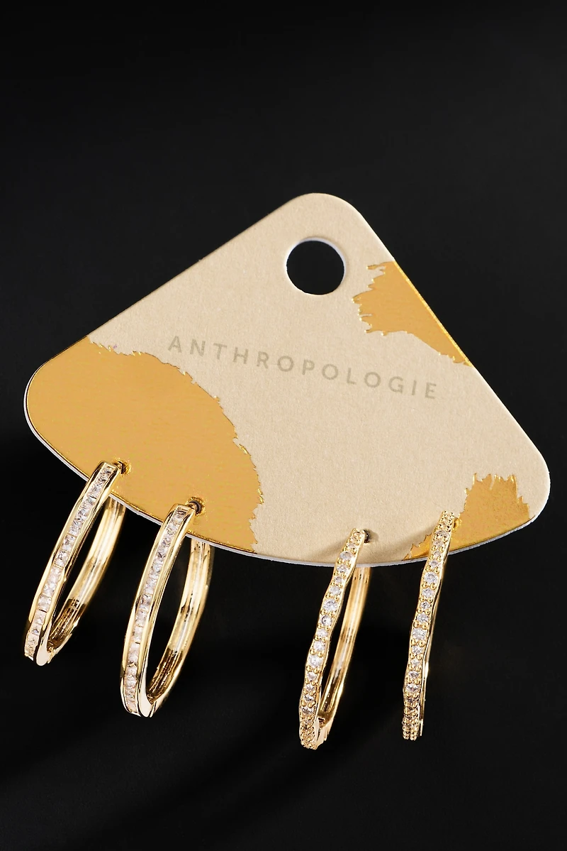 By Anthropologie Demi-Fine Crystal Tennis Hoop Earrings
