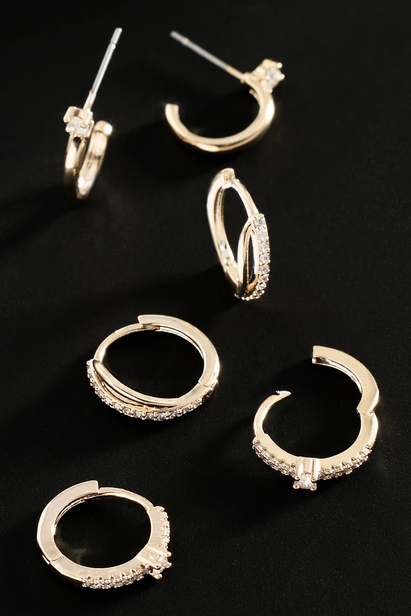 By Anthropologie Demi-Fine Tennis Hoop Earrings, Set of 3