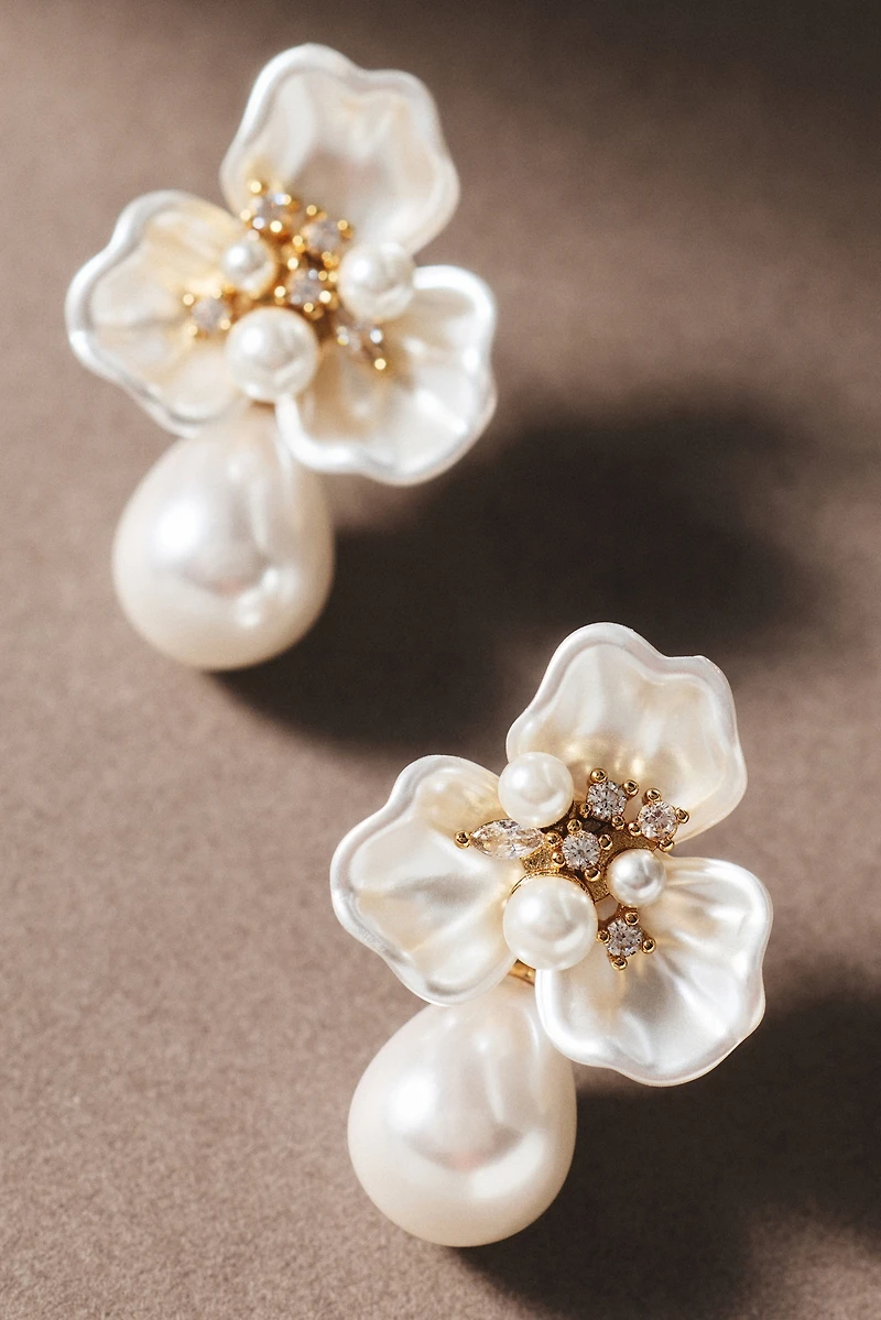 Olive & Piper Eden Floral Pearl Drop Earrings