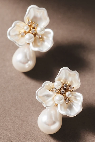 Olive & Piper Eden Floral Pearl Drop Earrings