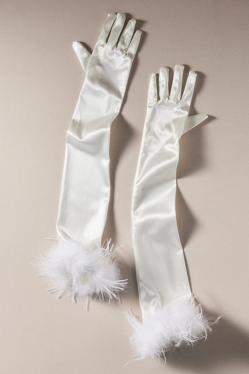 Untamed Petals Olivia Faux-Feather Gloves