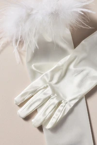 Untamed Petals Olivia Faux-Feather Gloves