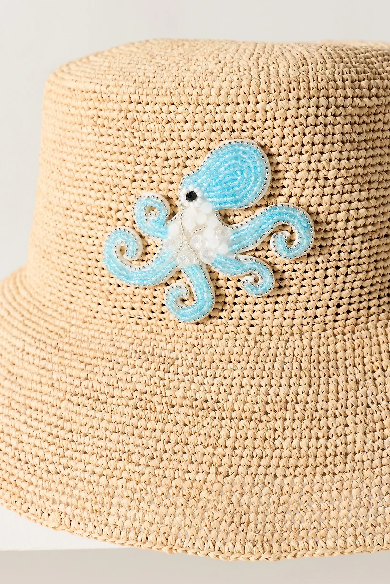 Octopus Straw Bucket Hat