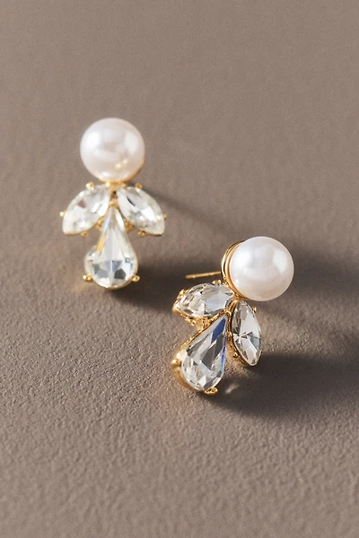 Pearled Crystal Cluster Earrings