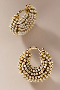 By Anthropologie Pavé Pearl Hoop Earrings