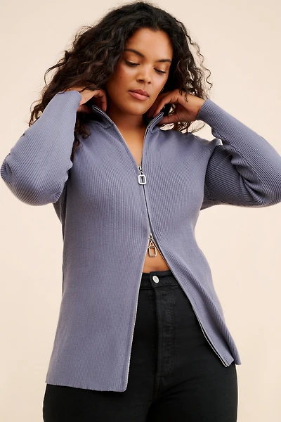 Eloquii Two Way Zipper Sweater