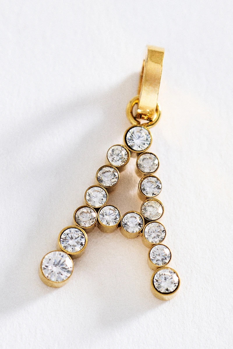 Bezel Pavé Crystal Initial Charm