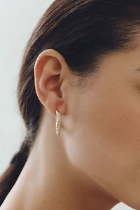 By Anthropologie Pearled Crystal Square Hoop Earrings