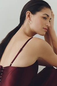By Anthropologie Pearled Crystal Square Hoop Earrings