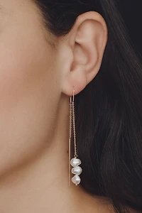 By Anthropologie Weddings 3-Pearl Threader Earrings