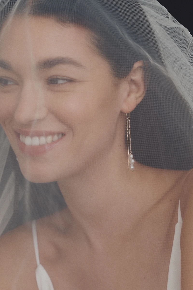 By Anthropologie Weddings 3-Pearl Threader Earrings