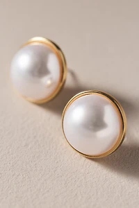By Anthropologie Weddings Round Bezel Pearl Earrings