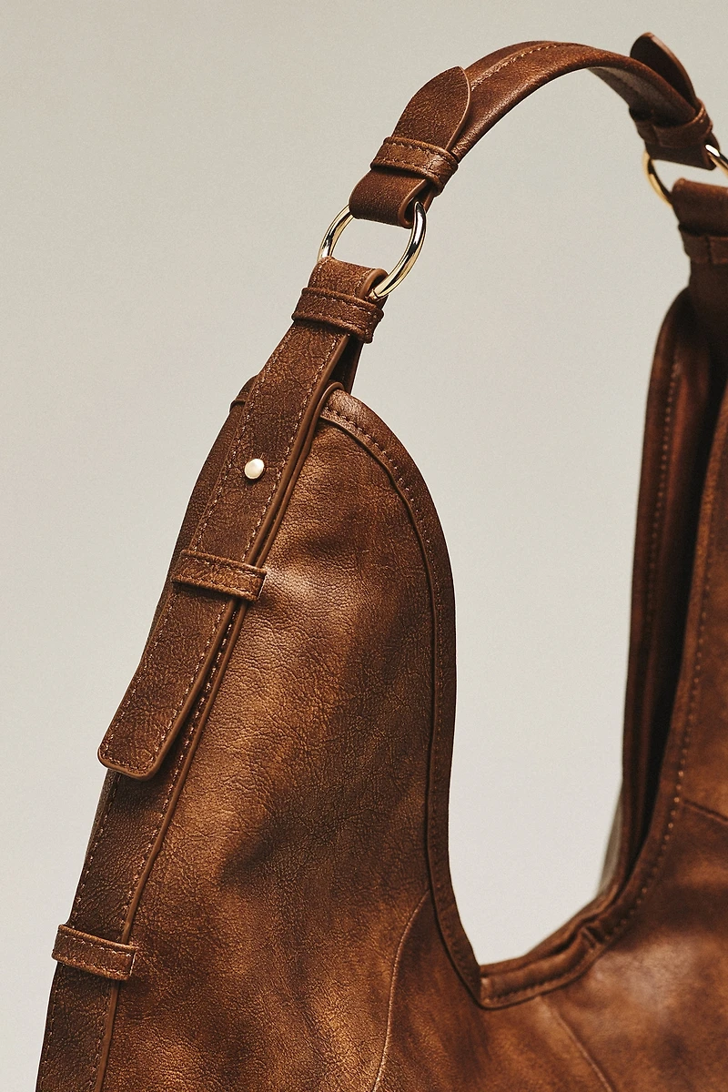 By Anthropologie Burnished Faux Leather Hobo Bag