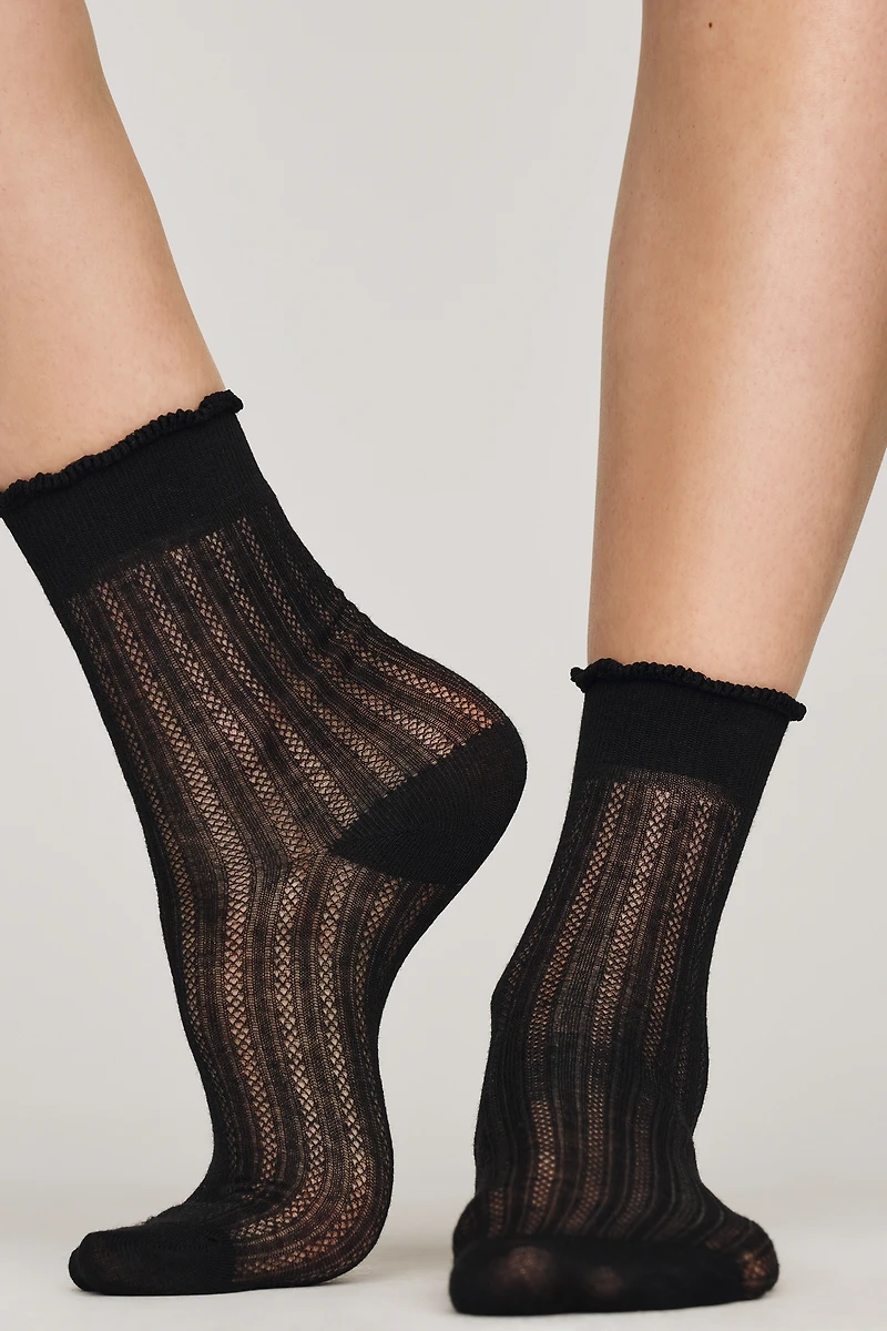 By Anthropologie Ruffled Pointelle Socks
